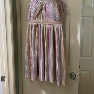 Vince Camuto Rainbow Shimmer Pleated Cocktail Dress